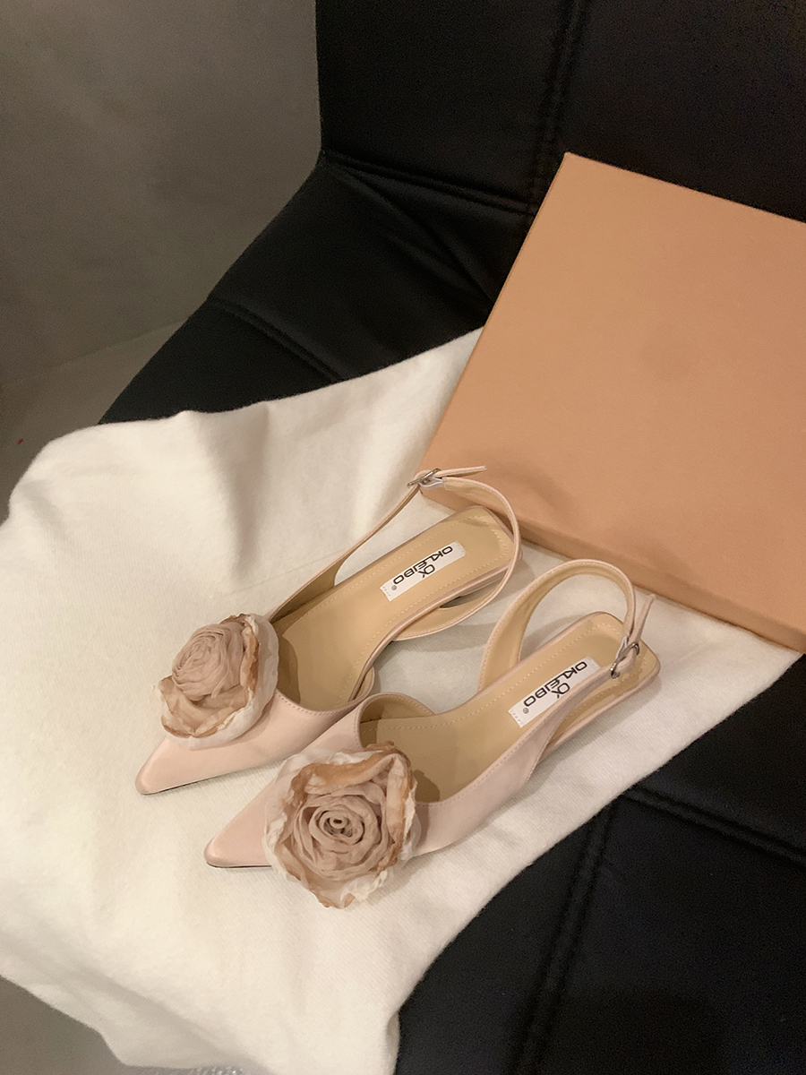 French Fairy Wind Black Baotou Sandals Women's Shoes 2024 New Spring and Summer Design Sense of Small Heel Evening Single Shoes