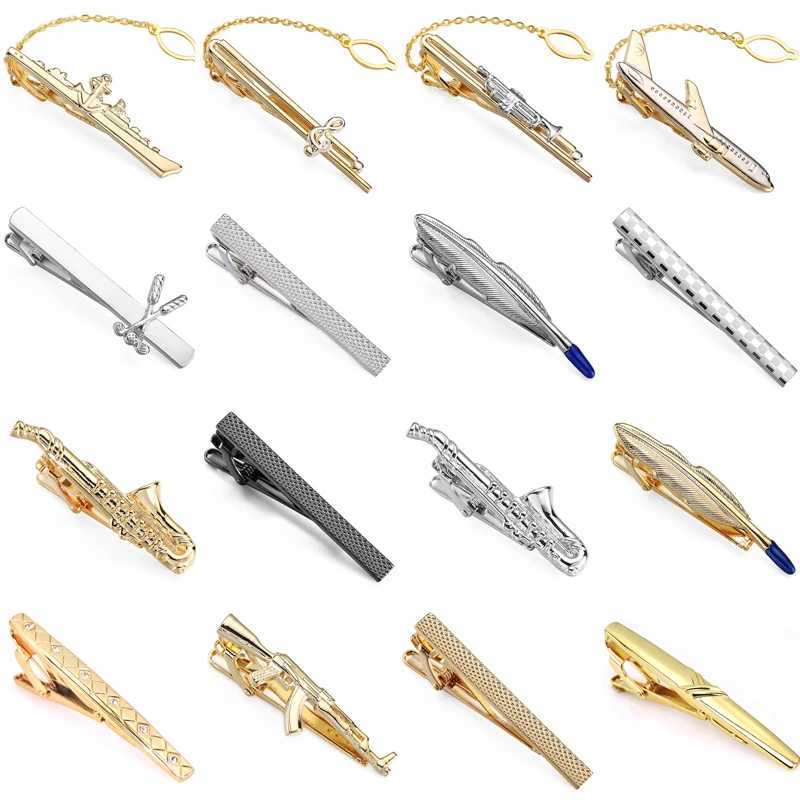 High quality brass fashion style design airplane boat tie clip mens business wedding tie clipX240914