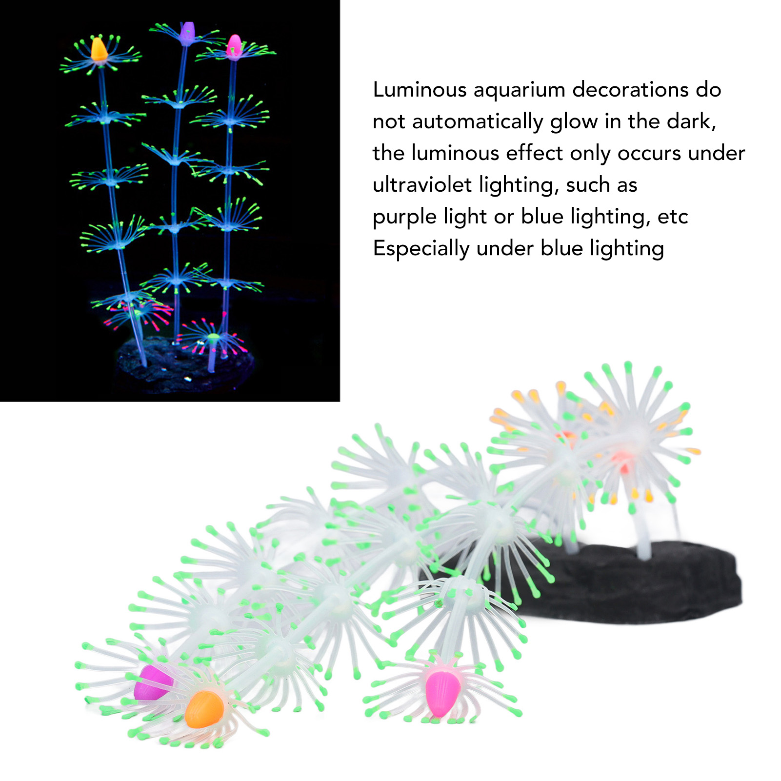 Silicone Glow Fish Tank Decorations, Artificial Coral Ornament, Innovative Landscaping, Glowing, Aquarium