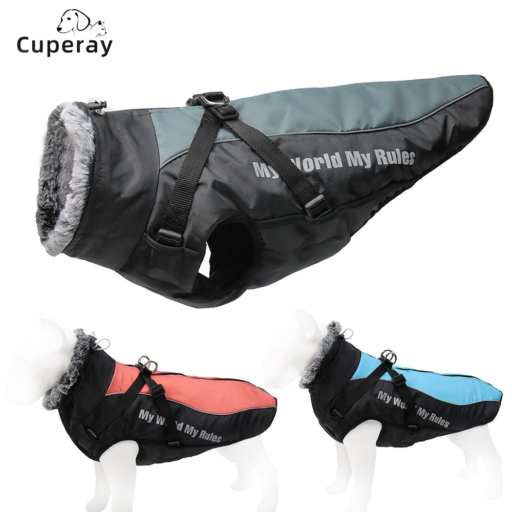 Windproof Dog Winter Coat, Reflective Dog Cold Weather Coat Winter Jacket for Medium & Large Dogs Pet Warm Clothing Wind Breaker