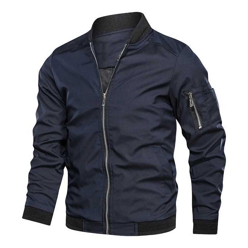 Spring and autumn mens bomber jacket casual lightweight jacket mens sports windproof jacket with pockets clothing zipper jacket W240914
