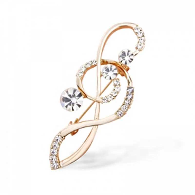 New Fashion Music Brooch Pin Metal Rhinestone Musical Note Brooch Gifts Woman Crystal Jewelry Clothes AccessoriesX240914