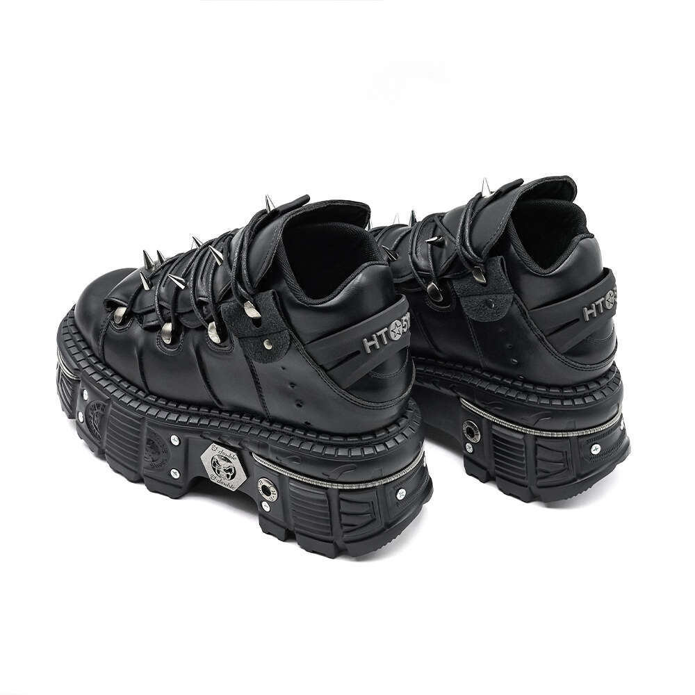 New Punk Style Women Lace-Up New Heel Height 6Cm Platform Shoes Gothic Ankle Rock Boots Metal Hot Decor Woman Sneakers