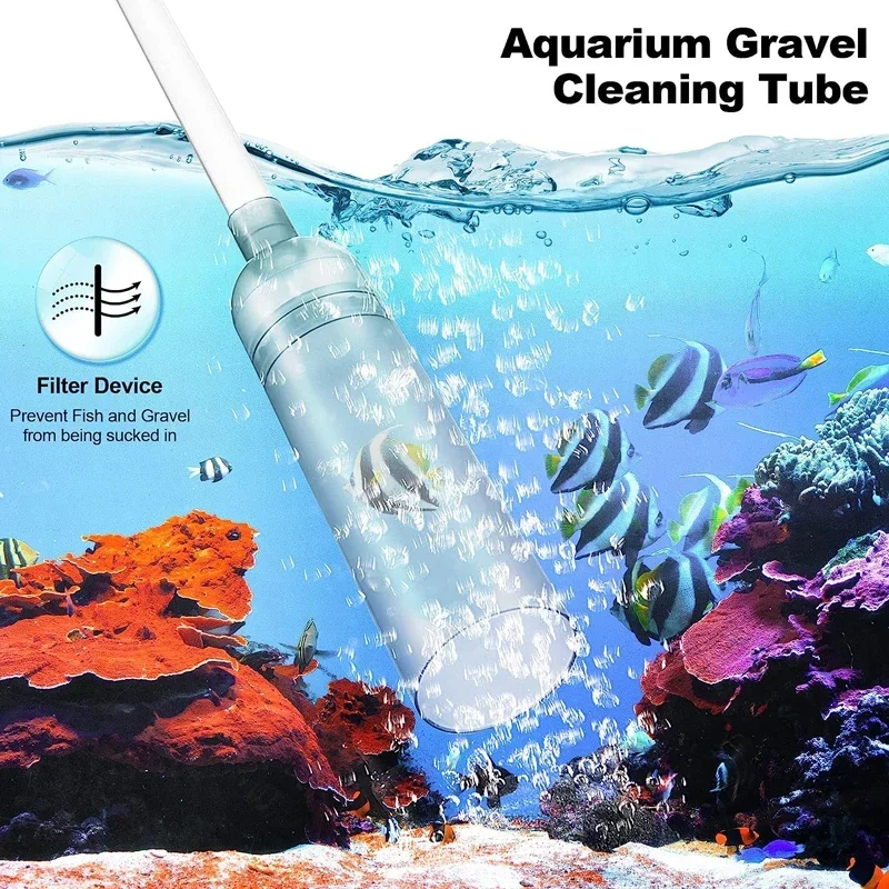 1.5-3M Aquarium Siphon Fish Tank Syphon Vacuum Gravel Water Filter Cleaner Semi-Automatic Water Change Manual Cleaner Pump