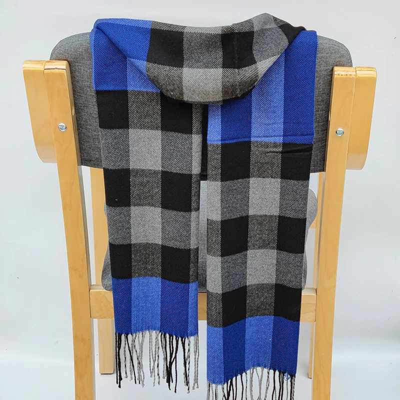 Scarves Womens warm classic plaid scarf fashionable casual popular cashmere couple plaid winter mens business unisex headscarf J240913