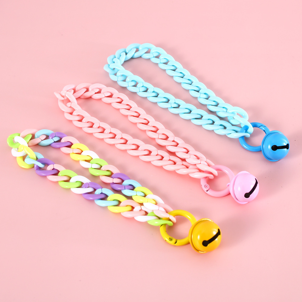 Pet Cat Collar with Bell Macaron Candy Color Resin Chain Ball Necklace Necklace Birthday Princess Accessories for Cat Dog Rabbit