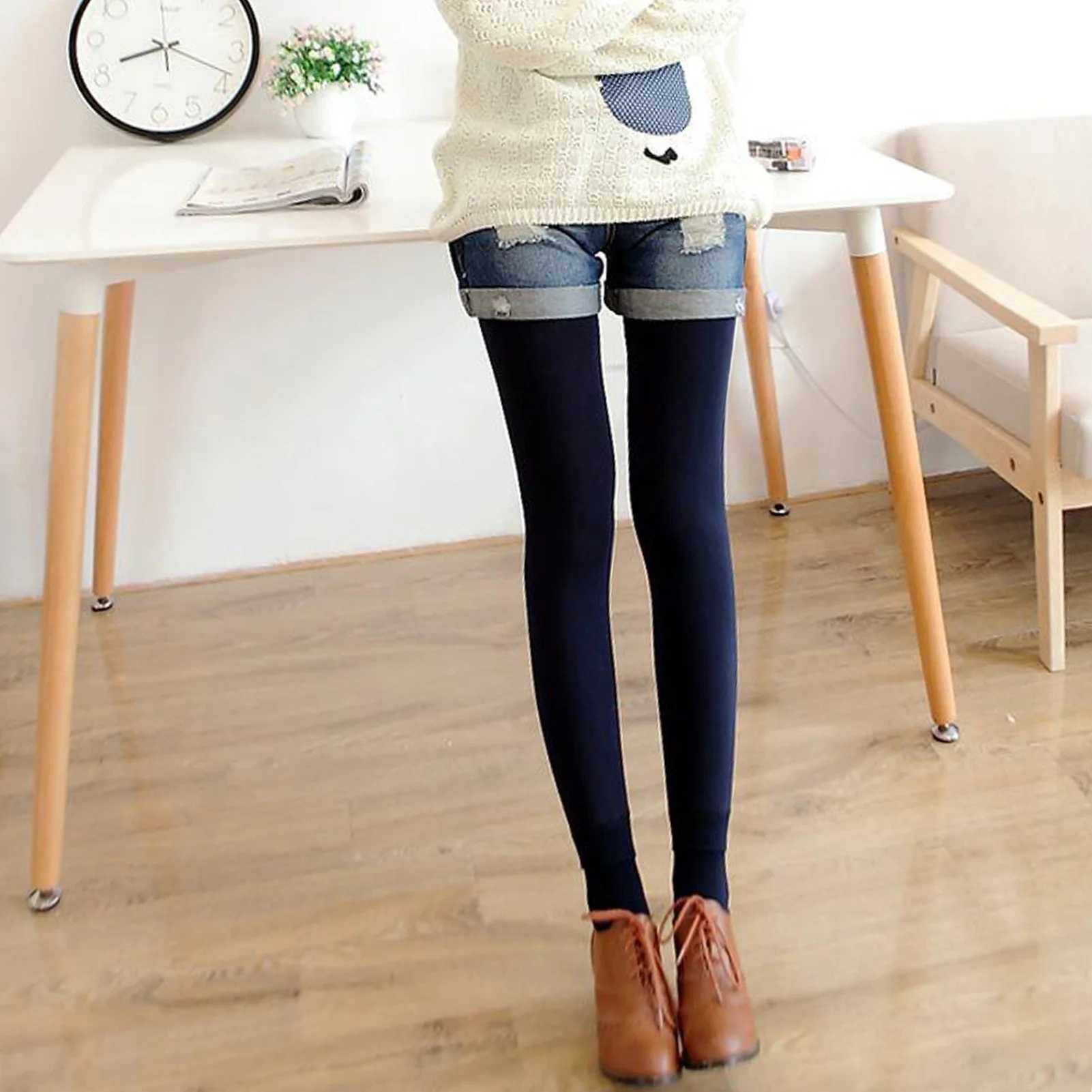 Fleece Leggings for Women High Waisted Plush Pearl Velvet Thick Warm Pants Stretchable Thermal PantsX240914