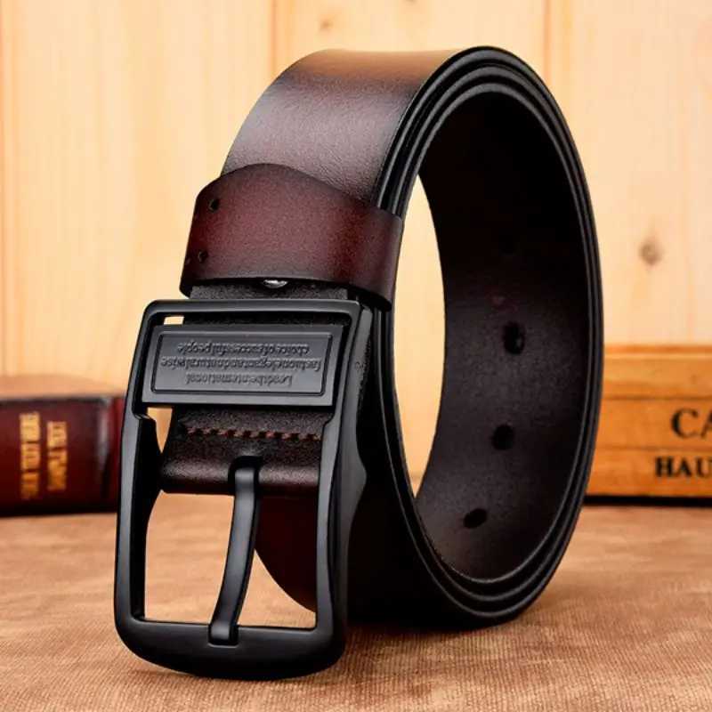 Cow Genuine Leather Luxury Strap Male Belts for Men New Large Plus Size100-130cm Vintage Pin Buckle Men Belt High QualityX240914