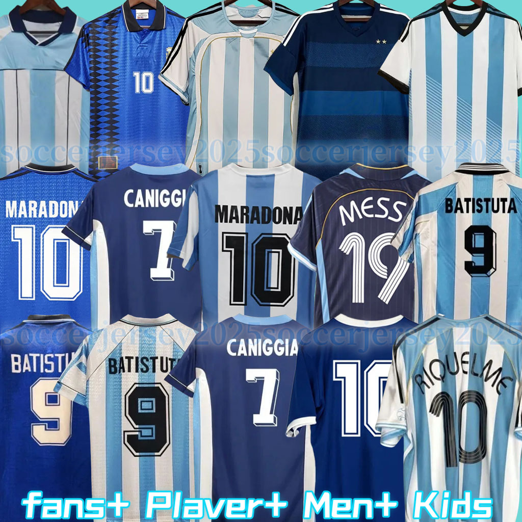 1978 1986 1998 Argentina Retro Soccer jersey Maradona 1996 2000 2001 06 10 Kempes Batistuta Riquelme HIGUAIN KUN AGUERO CANIGGIA AIMAR long sleeves Football Shirts