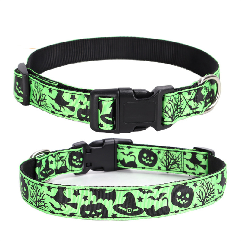 Halloween Dog Collar Nylon Adjustable Pet Collar Pumpkin Monster Bat Ghost Pattern for Party Cat Dog Decoration Pet Accessories