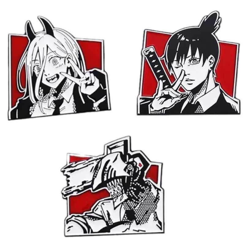 Animation Peripheral Chainsaw Man Brooch Hayakawa Akdenji Pava Brooch Comic Style Black and White Metal BadgeX240914