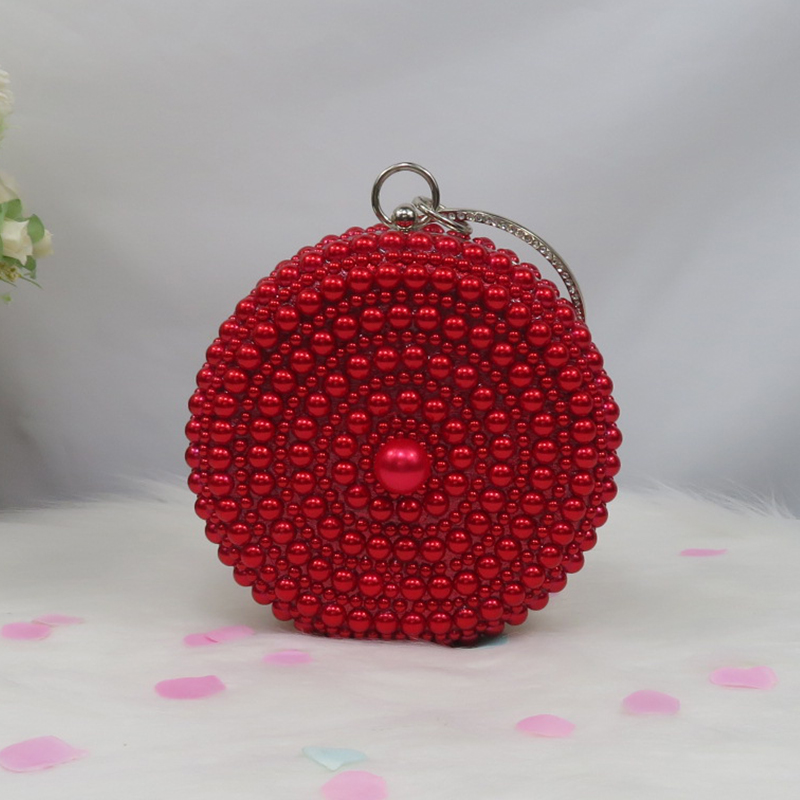 White/ivory/Red/Royal Blue pearl bag women's handbags evening bag Day clutch small handbag bride Wedding party bag with handle