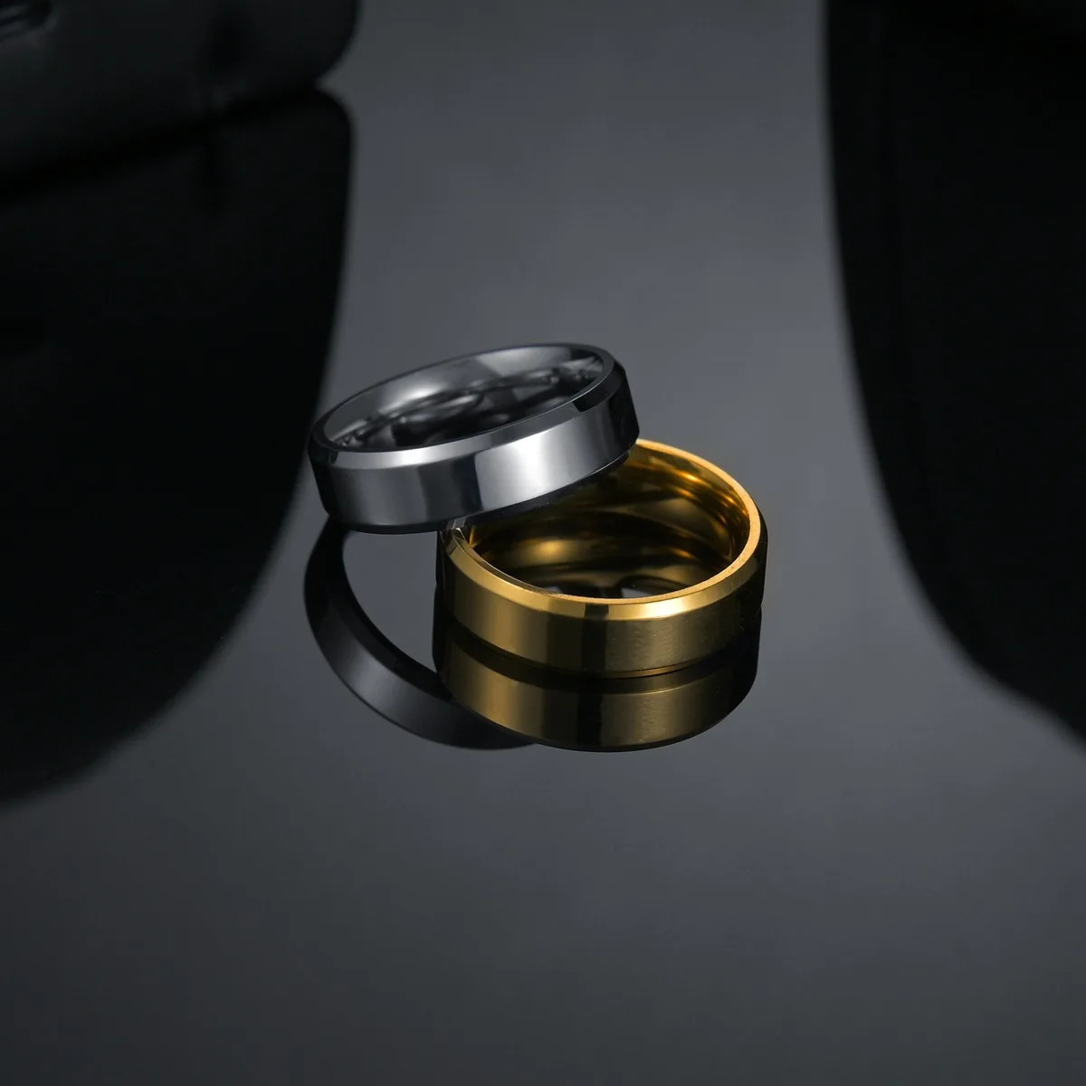 Stainless Steel Black Rings for Women Wedding Men Jewelry Width 6mm Custom engraving name 240906