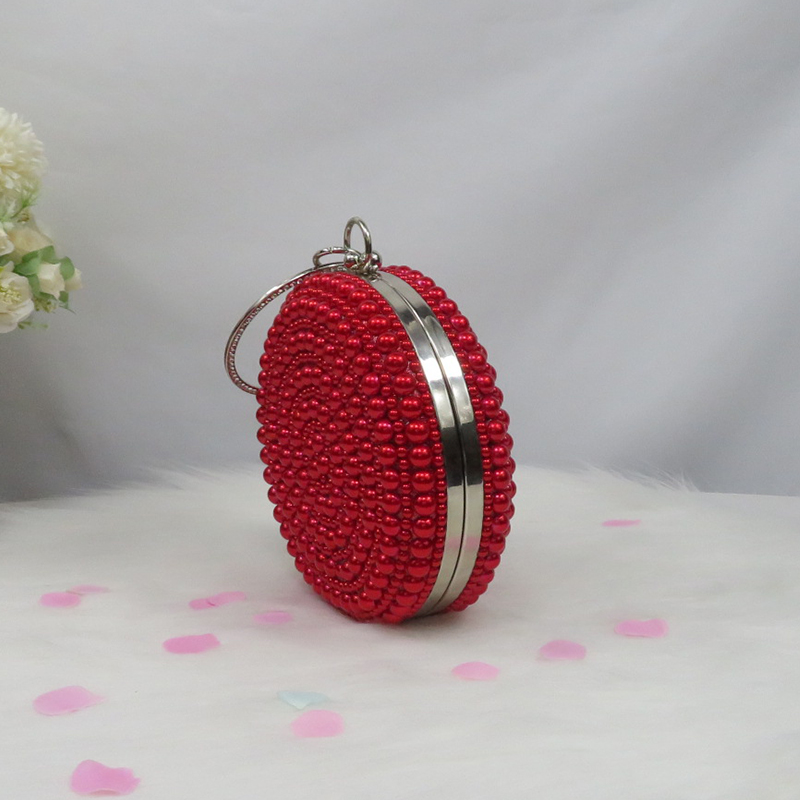 White/ivory/Red/Royal Blue pearl bag women's handbags evening bag Day clutch small handbag bride Wedding party bag with handle