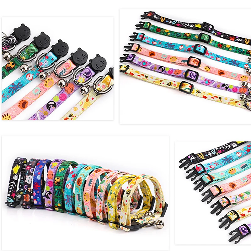 Cat Collars Breakaway with Bell Colorful Summer Cat Safety Adjustable Collar for Cats Cute Kitten Collar for Pet Kitten Supplies