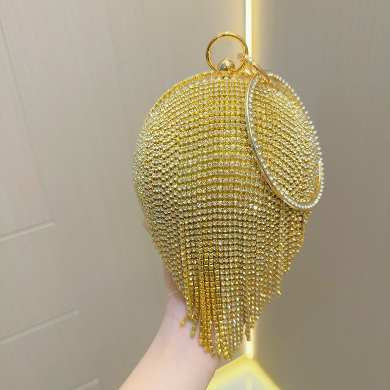 New Water Diamond Women's Tassel Small Handheld Bag, Single Shoulder Oblique Straddle Banquet Bag