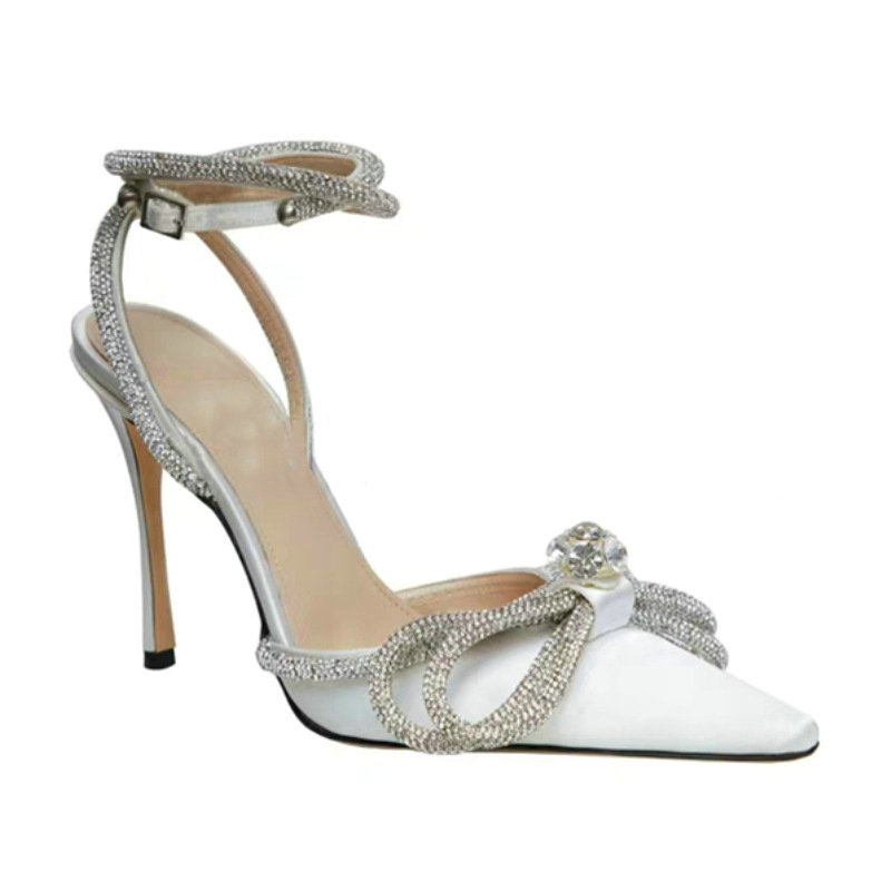 Women Fashion Sandals 2024 New Summer Rhie Bow Sexy High Heels Stiletto Party Pumps 4005