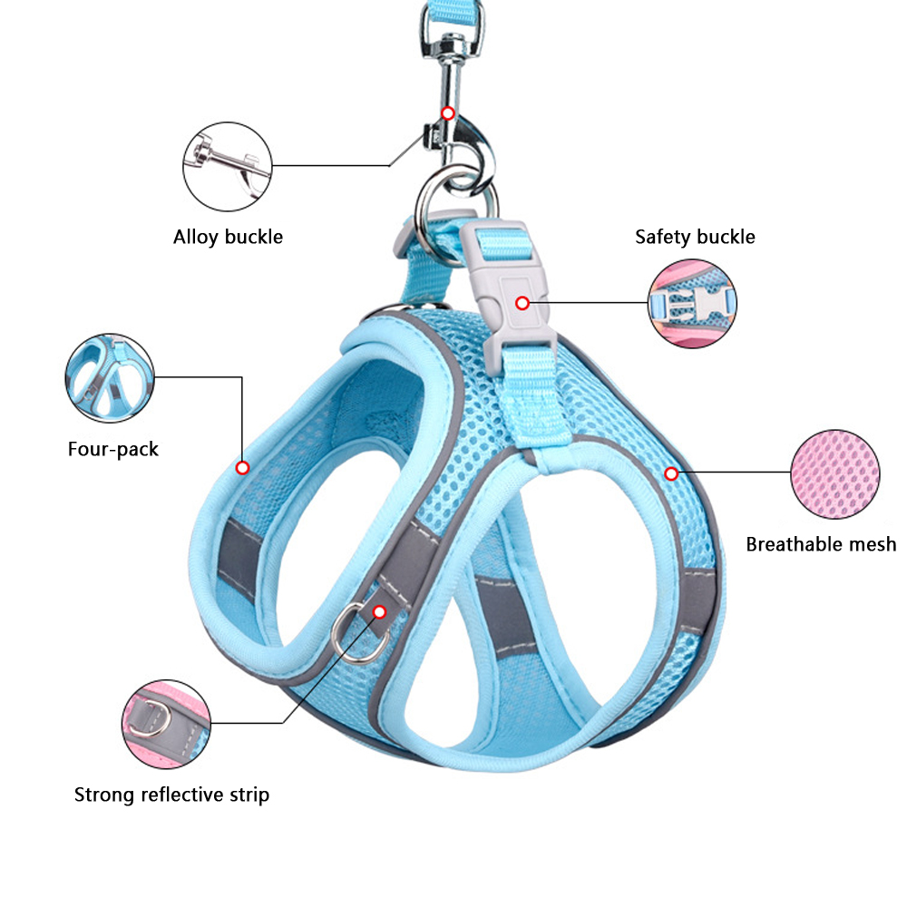 Cat Harness and Leash Set,Adjustable Escape Proof Kitten Vest Harness with Soft Mesh Reflective Pet Harness,Fit for Kitten,Puppy