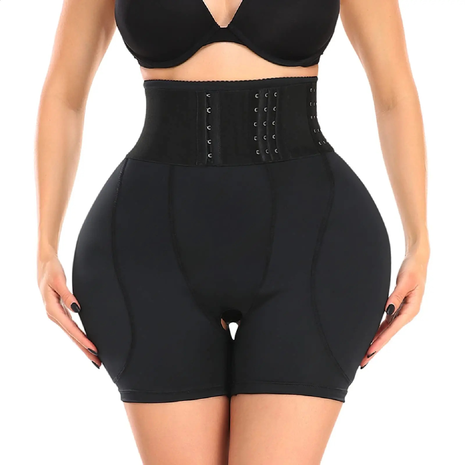 Womens Hip Padded Shorts High Waist With Hook Tummy Control Underwear Sexy Butt Lifter Booty Enhancer Big Buttocks 240913