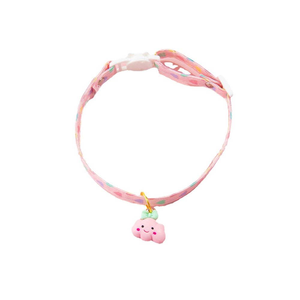 Puppy Collar Adjustable Cute Cat Collar with Macaron Charm and Heart Print Pattern Pet Collar for Cats & Puppies Cat Accessories