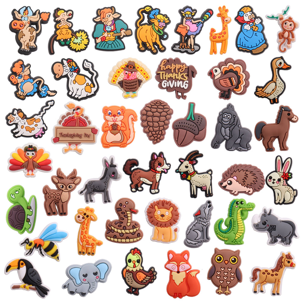 Wholesale Random 50-300Pcs Animals Cartoon Car Flowers Adult Shoe Buckle Charms Drinks Decorations DIY Wristband