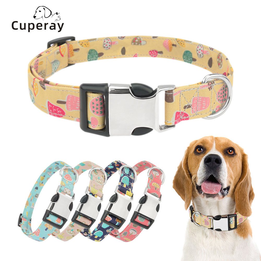 Unique Style Cartoon Pattern Dog Collar with Metal Buckle Puppy Adjustable Cloth Collars for Dogs and Cats Small Medium Large