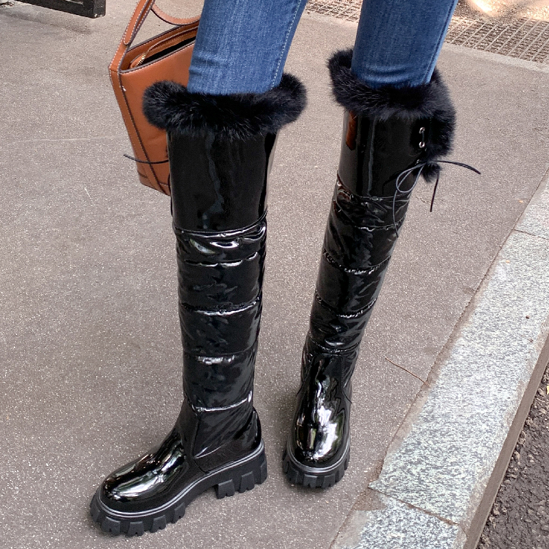 High Black Snow Women Waterproof Down Over the Knee Boots Female Fur Warm Plush Winter Shoes Long Boot Ladies a43a