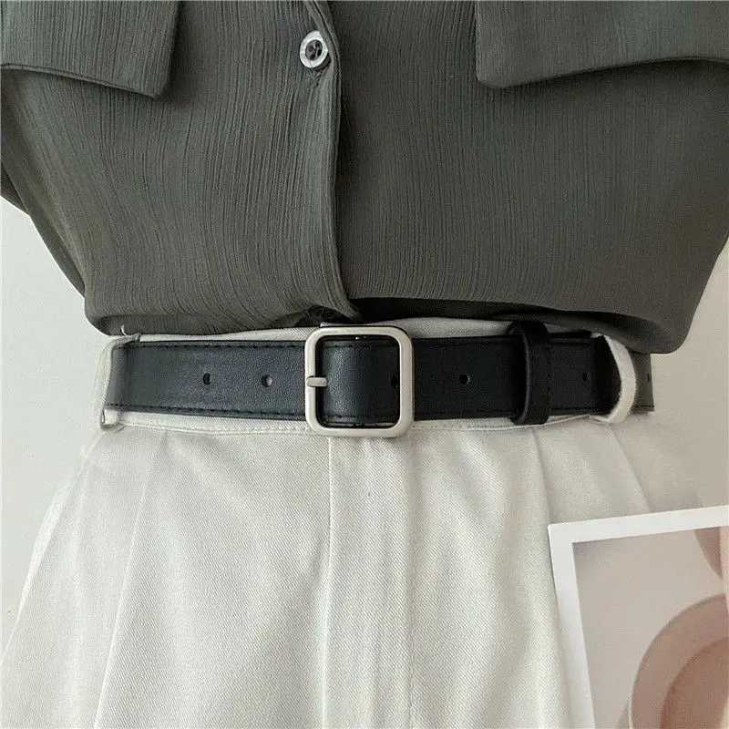 2013 new Korean fashion wild belt Chic students casual retro simple square buckle belt trouser belt men and womenX240914