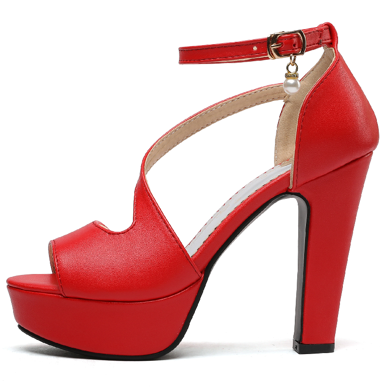 2025 new Size Large 45 50 Summer For Women Sandals High Heels Platform Straps Black Yellow White Red Party Dance Shoes Ladies b5bc