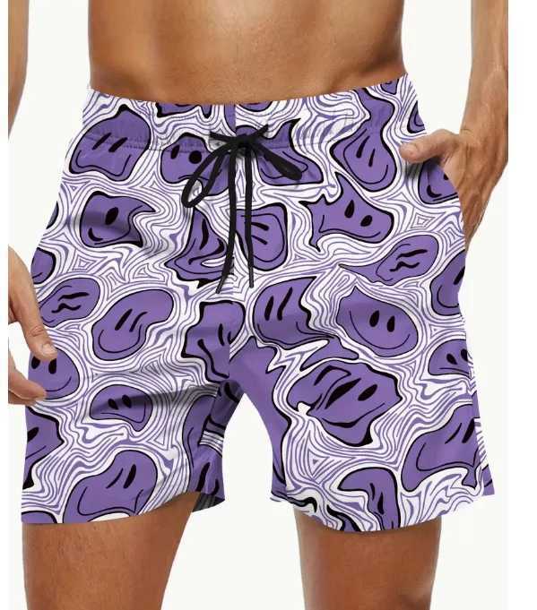 Summer Beach Mens Trendy Hawaiian Graphic Shorts With Drawstring And Fancy Crab Print For Pool And Resort Casual Comfort Shorts Y240914