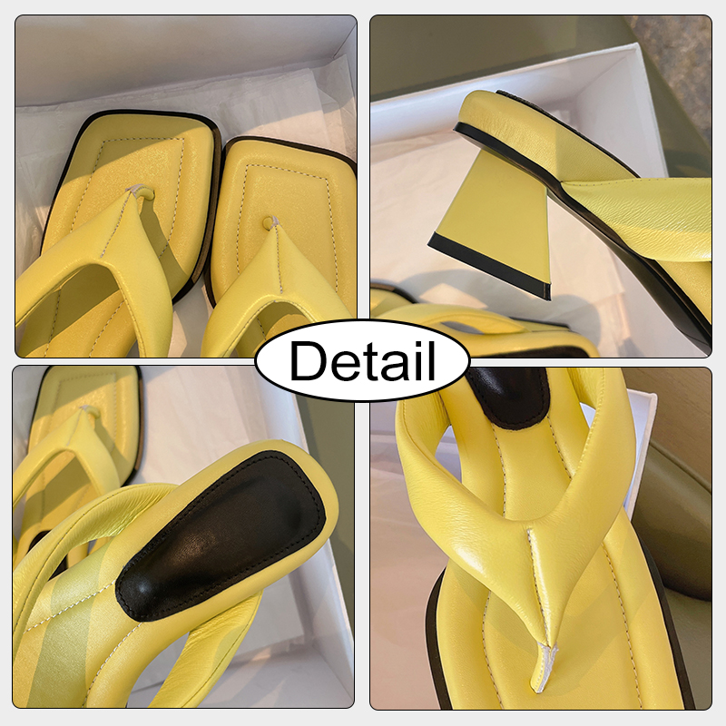 Size JOZHAMTA 33-40 Sandals Summer 2023 Fashion High Heels Shoes For Women Flip ps Real Leather New Slippers Slides 245e