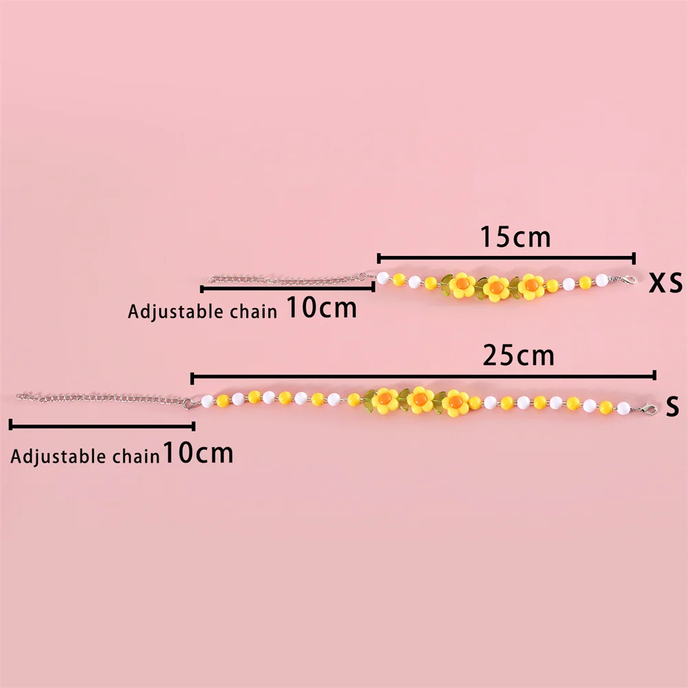 Colorful Pearl Pet Collar Necklace Flower Rainbow Peach Heart Adjustable Cat Dog Birthday Collar Pet Accessories Fit Cat Puppies