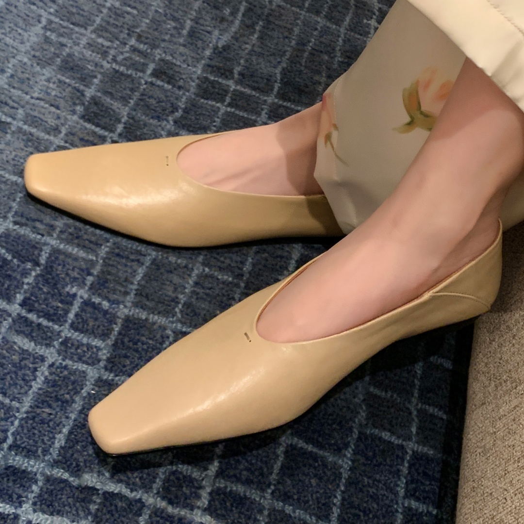 Women's cow leather square toe slip-on ballet flats leisure soft comfortable espadrilles casual female daily slim shoes woman
