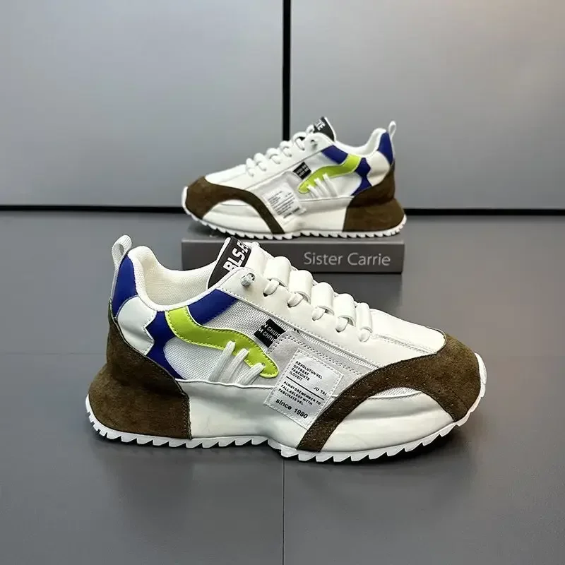 Men Sneakers Summer Mesh Moccasins New Lace-up Leather Sports Four Seasons Casual Running Shoes Men's Comfortable Forrest Gump Shoe 6452 's