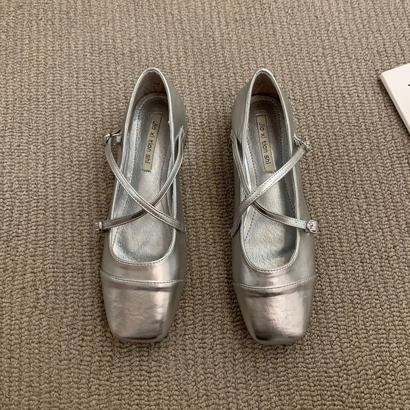 Mary Jane for Women 2024 Retro Medium Heeled Women's Single Soft and Comfortable Red Ballet Shoes Zapatos De Mujer