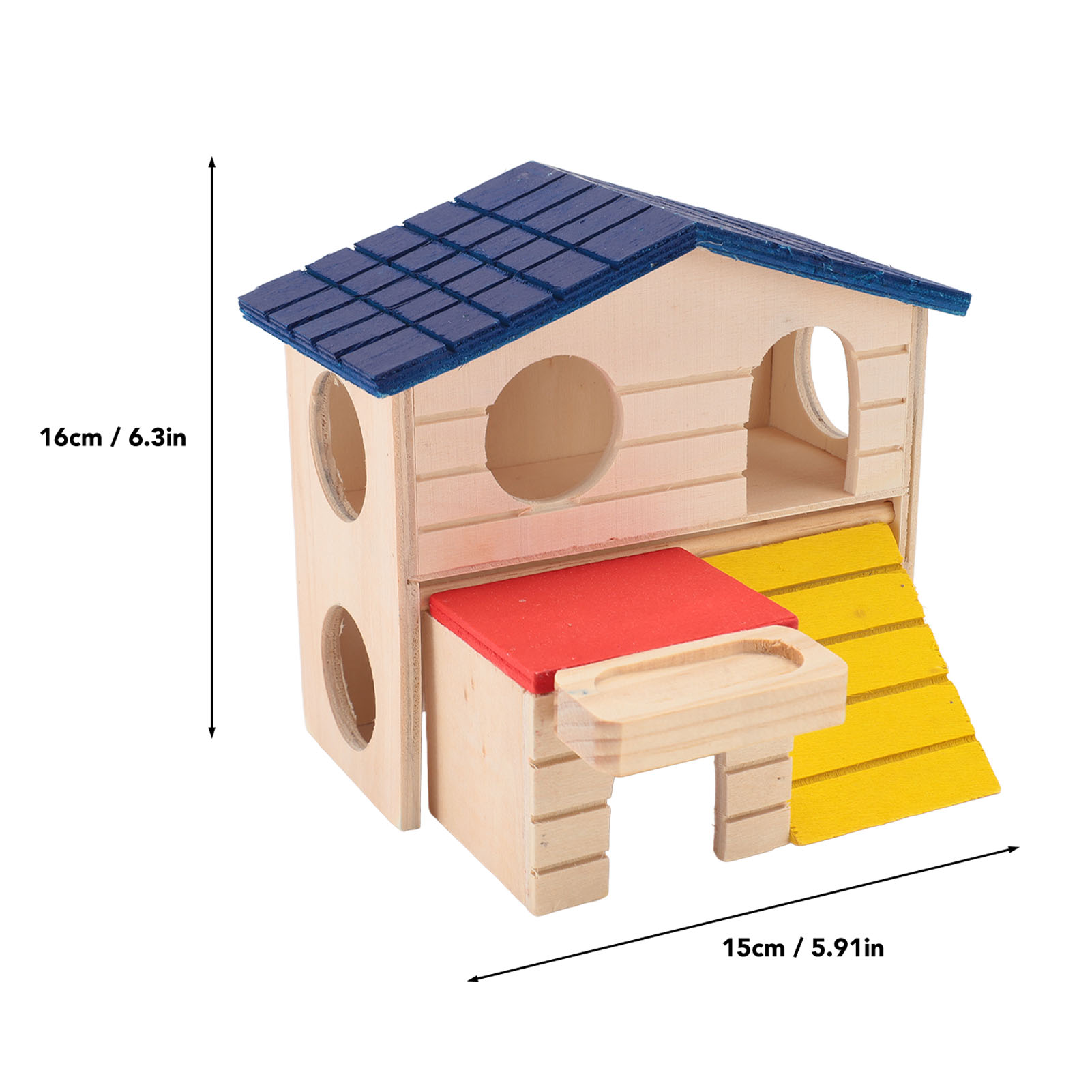 Tiny Wood House with Slide, Tiny Hamster Maze, Double Decker, Climbing Toys, Samll Animal Wooden House for Playing