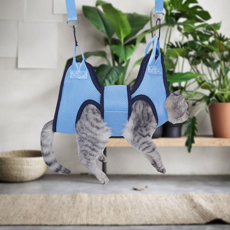Cat Grooming Harness Dog Grooming Sling Breathable Cat Restraint Holder Secure Nail Trimming Pet Hammock With Security Strap For