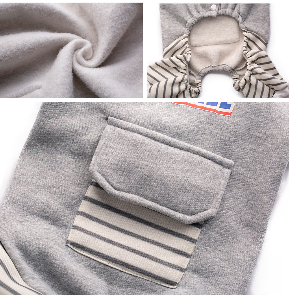 XL-8XL Large Dog Jumpsuit Turtleneck, Warm Plush Lined Dog Pajamas Onesie, Stripe Winter Clothes for Large Dogs Pet Pitbull