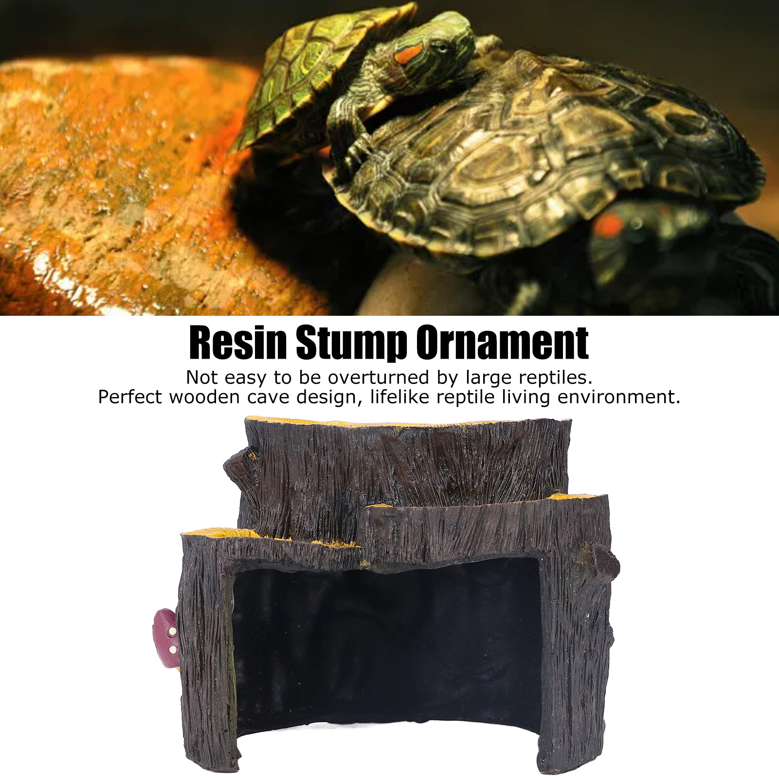 Resin Mini Stump Shape, Hiding Hole, Wooden Cave, Artificial Aquarium Plants, Ornaments for Shelter