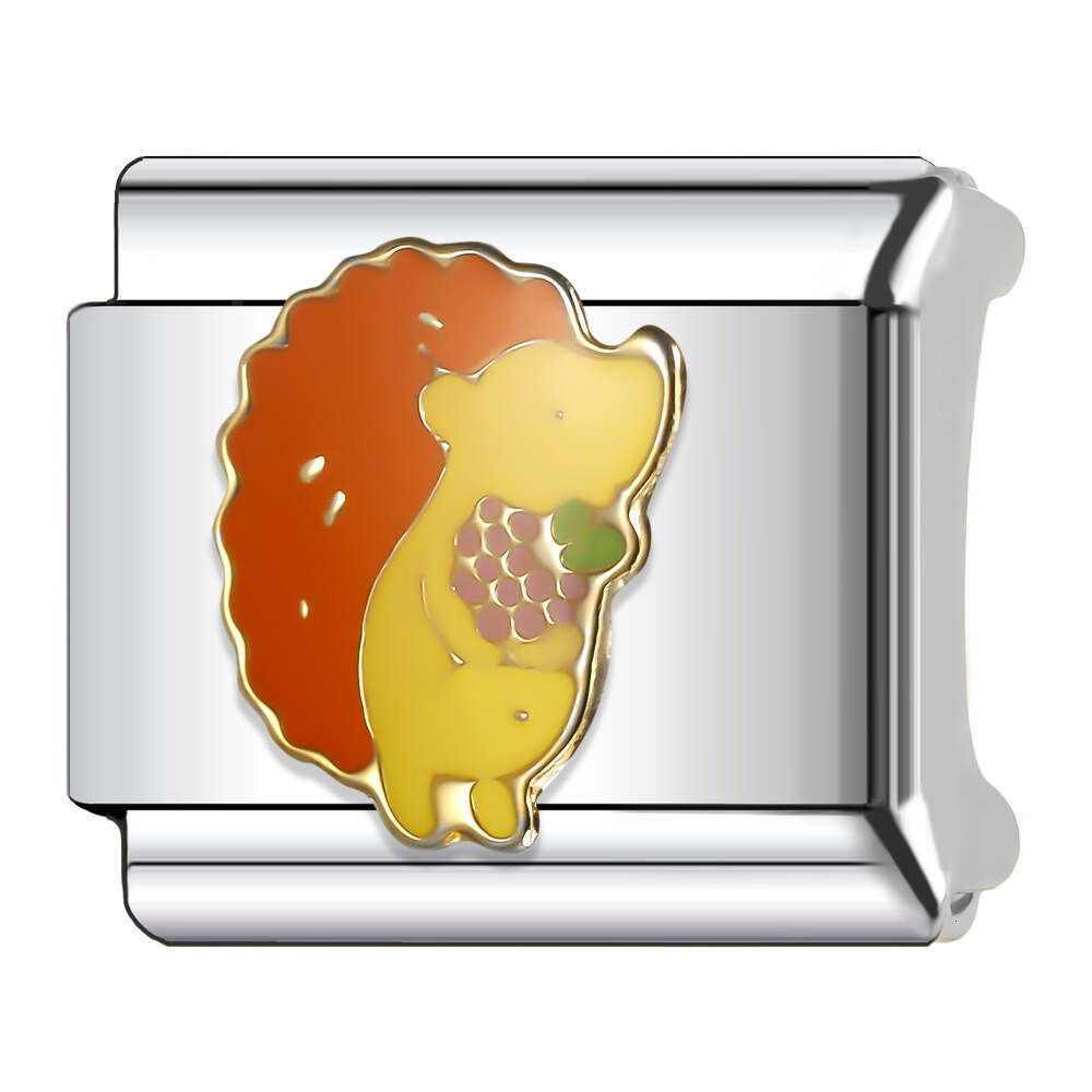 New Women's Gift yellow bus hedgehog Bead Italian Charms Links Bangle Beads Fit 9mm Stainless Steel Bracelet Making DIY For Women Fashion Jewelry