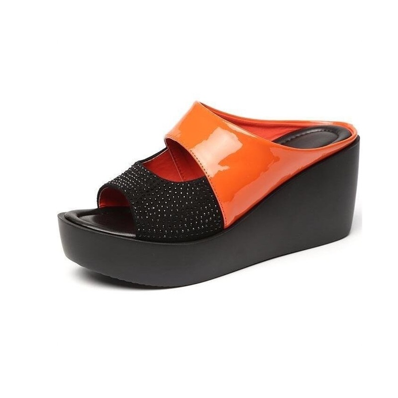 2022 New Women's Platform Slippers Wedge Summer Shoes Women Flip-Flops High Heels Sandals Casual Solid Color Sandals for Woman