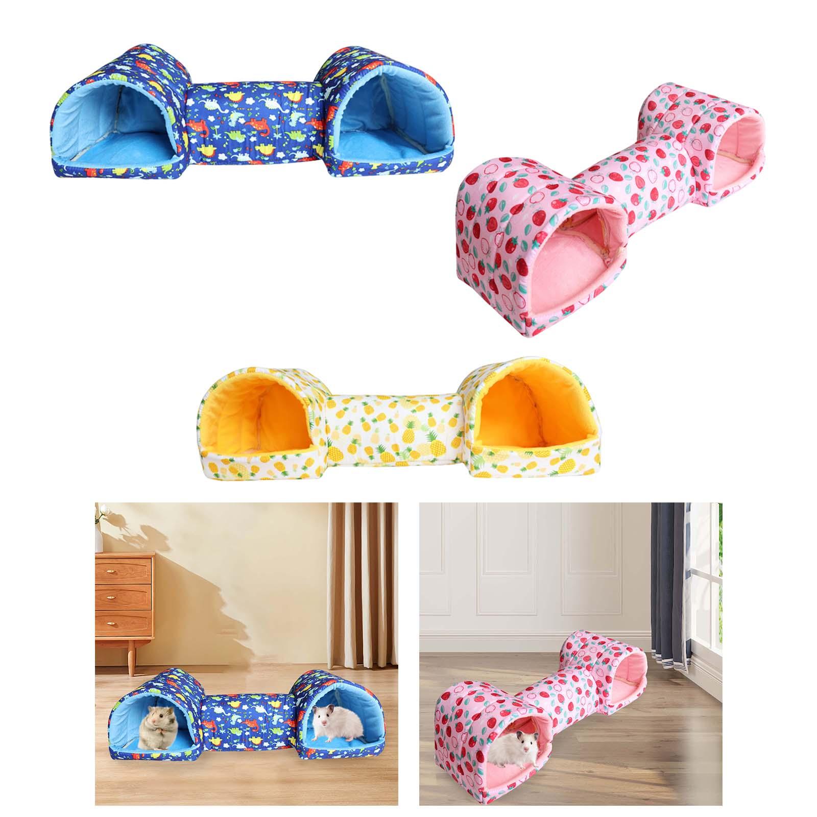 Guinea Pig Tunnel and Bed Entertainment Cage Accessories Corner Tunnel Sleeping Hamster Hideout for Mice Chinchilla Small Pets