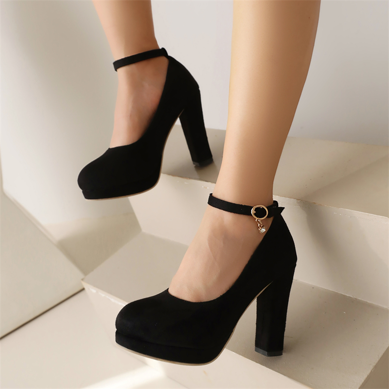 2025 new High Fashion Woman Pumps Elegant Ankle Straps Black Blue ck Women's Heels Party Office Wedding Shoes Large Size 036c