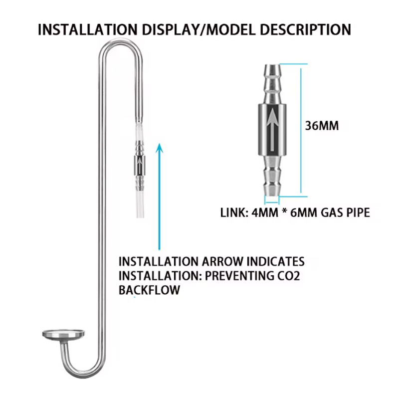 Aquarium CO2 check valve stainless steel anti drop tower type check valve fish tank CO2 generator equipment diffuser accessories