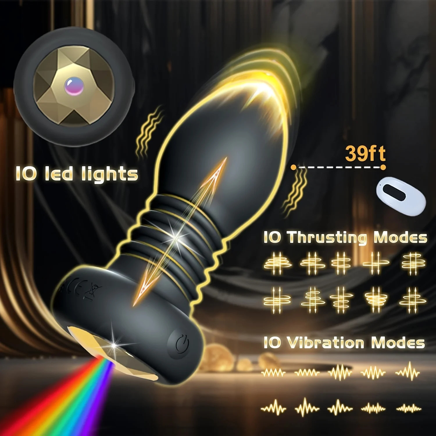 Telescopic anal plug prostate massager male dildo vibrator LED color light vaginal sex toy 240914