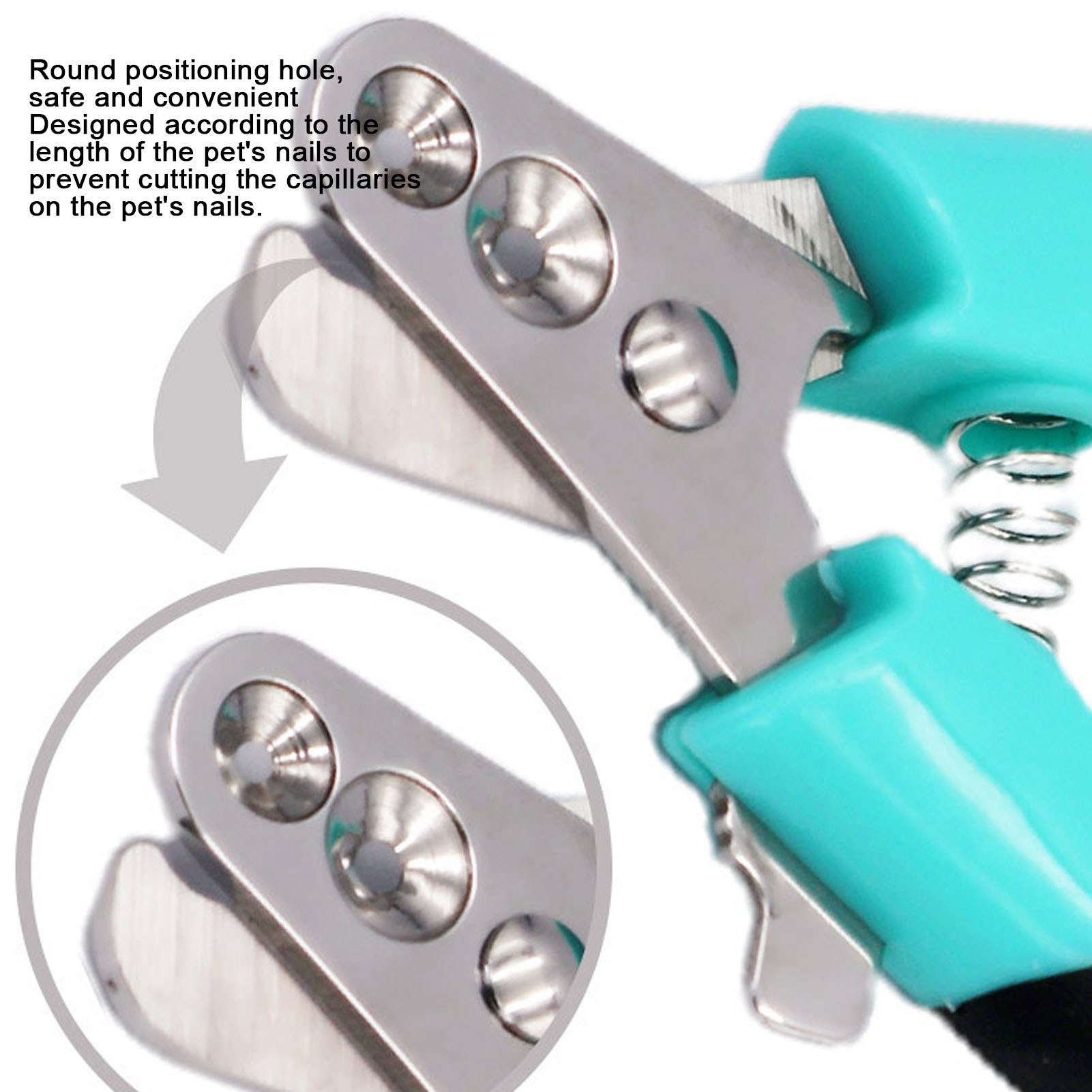 Pet Nail Clippers with Double Round Holes, Stainless Steel Blades, Ergonomic Pet Claw Trimmer for Cats and Dogs, Kittens