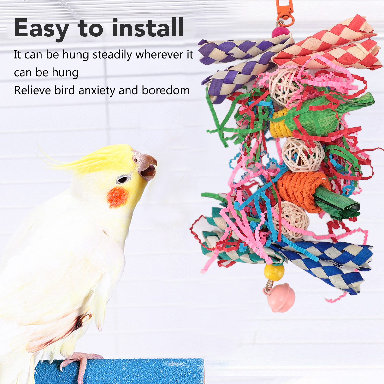 Parrot Chew Toys Set, Birds Shredding Foraging Toys, Bite Resistant, Anxiety Reduction Cage, Hanging Toy for Parakeets Lovebirds