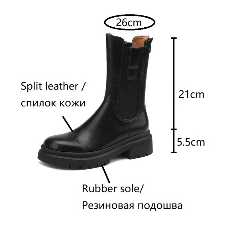 Split Autumn Round Toe Chunky Heel Winter Solid Half Boots Retro Leather Shoes for Women 6a1f
