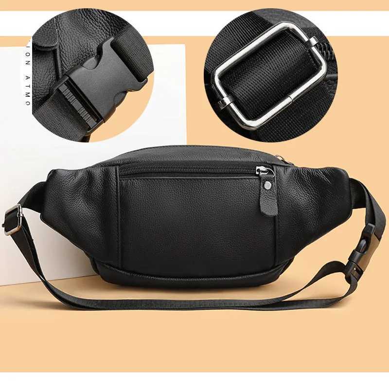 Fashionable mens leather phone bag mens leather messenger bag mens travel waist bag Z250407
