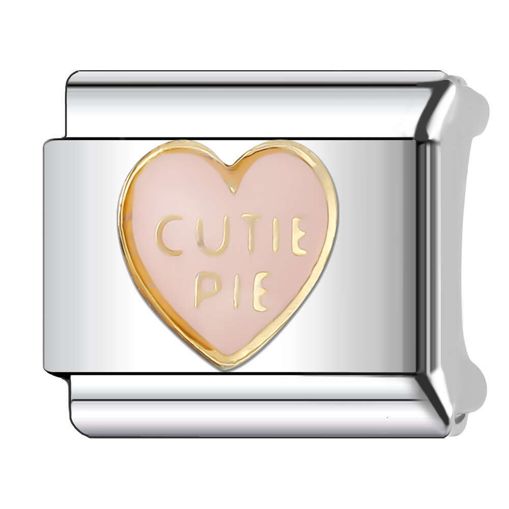 New Women's Gift pink sweet heart Bead Italian Charms Links Bangle Beads Fit 9mm Stainless Steel Bracelet Making DIY For Women Fashion Jewelry